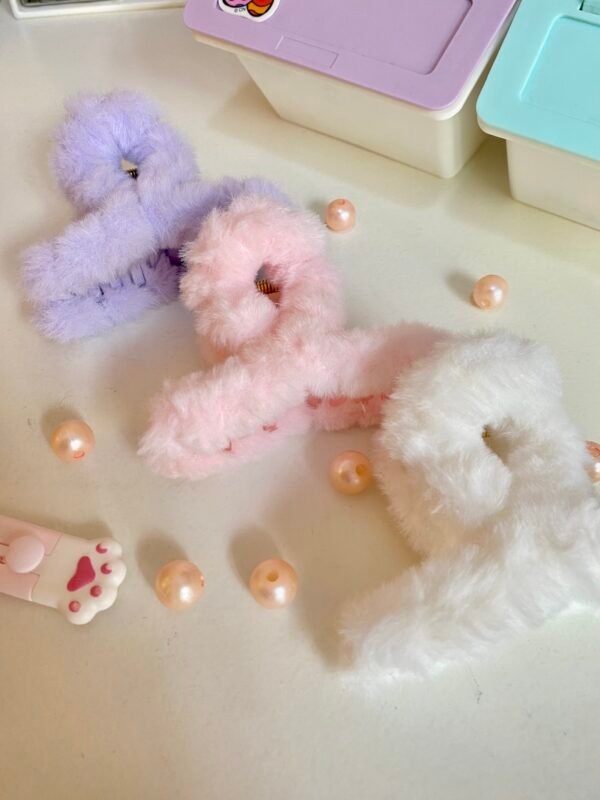 Grey Fluffy Claw Clip - Image 2