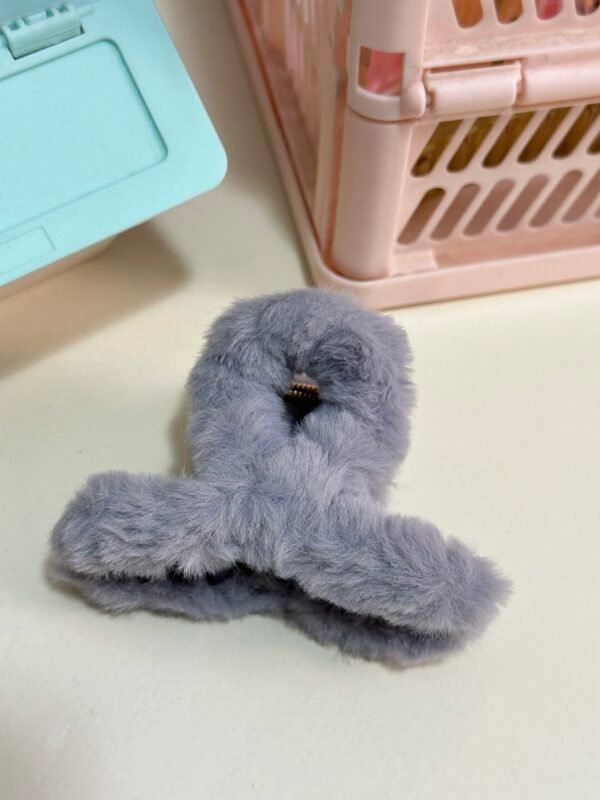 Grey Fluffy Claw Clip