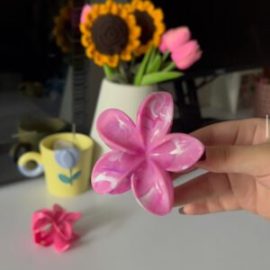 Marble Flower Claw Clip